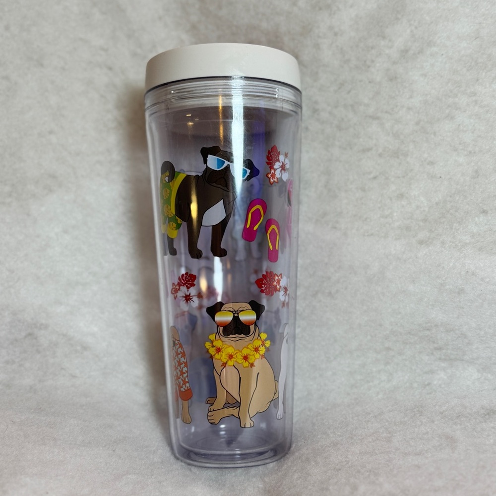 Garden Party Summer Tropical Beach Pug Dog Printed 32oz Callisto Chiller- New